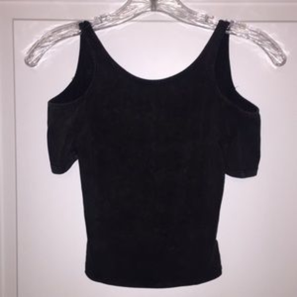 Ash grey cold shoulder crop top XS